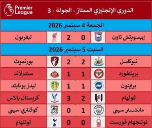 نتائج الدوري الانجليزي