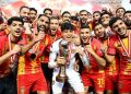 لاعبو الترجي الرياضي خلال الاحتفال بلقب